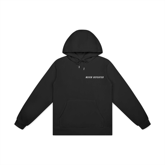 NEVER DEFEATED CLASSIC CORNER NAME HOODIE