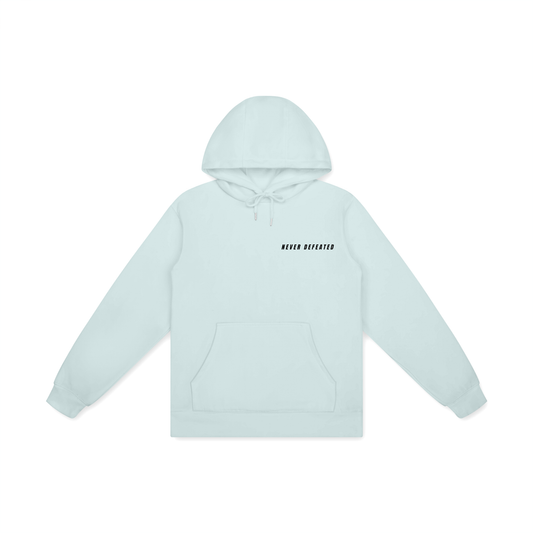 NEVER DEFEATED CLASSIC CORNER NAME HOODIE