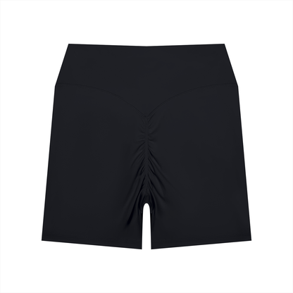NEVER DEFEATED HIGH WAISTED YOGA SHORTS 'BLACK'