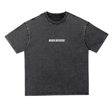 NEVER DEFEATED HEAVYWEIGHT OVERSIZED ACID WASH TEE 'VOLUME 1' BLACK