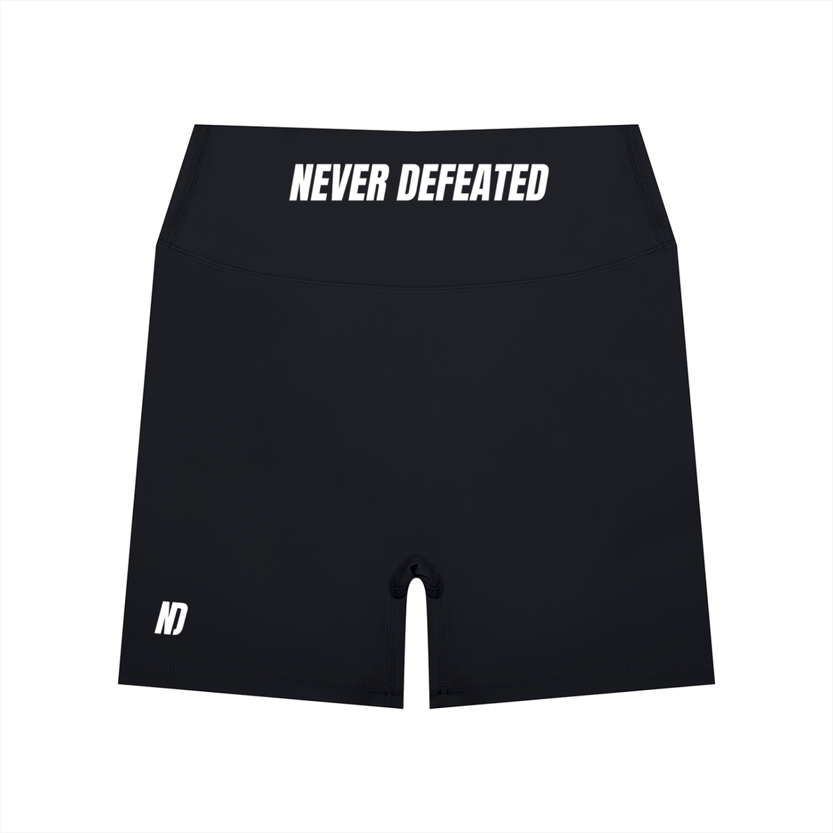 NEVER DEFEATED HIGH WAISTED YOGA SHORTS 'BLACK'