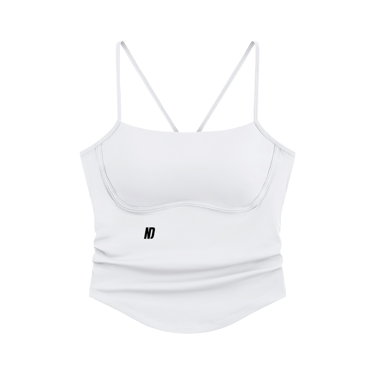 NEVER DEFEATED RUCHED YOGA TANK TOP 'WHITE'