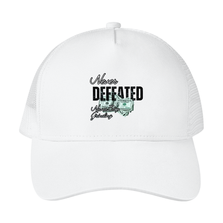 NEVER DEFEATED TRUCKER HAT 'VOLUME 2' WHITE