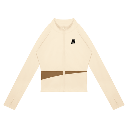 NEVER DEFEATED PANELED YOGA JACKET 'KHAKI'
